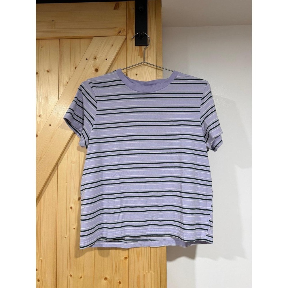PINK Victoria's Secret Lilac Striped Dreamer Cotton Tee Shirt Medium Skater indi